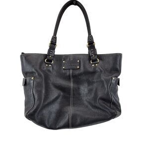 Kate Spade Black Pebbled Leather Tote Bag 15"x11"x5" Gold Tone Hardware